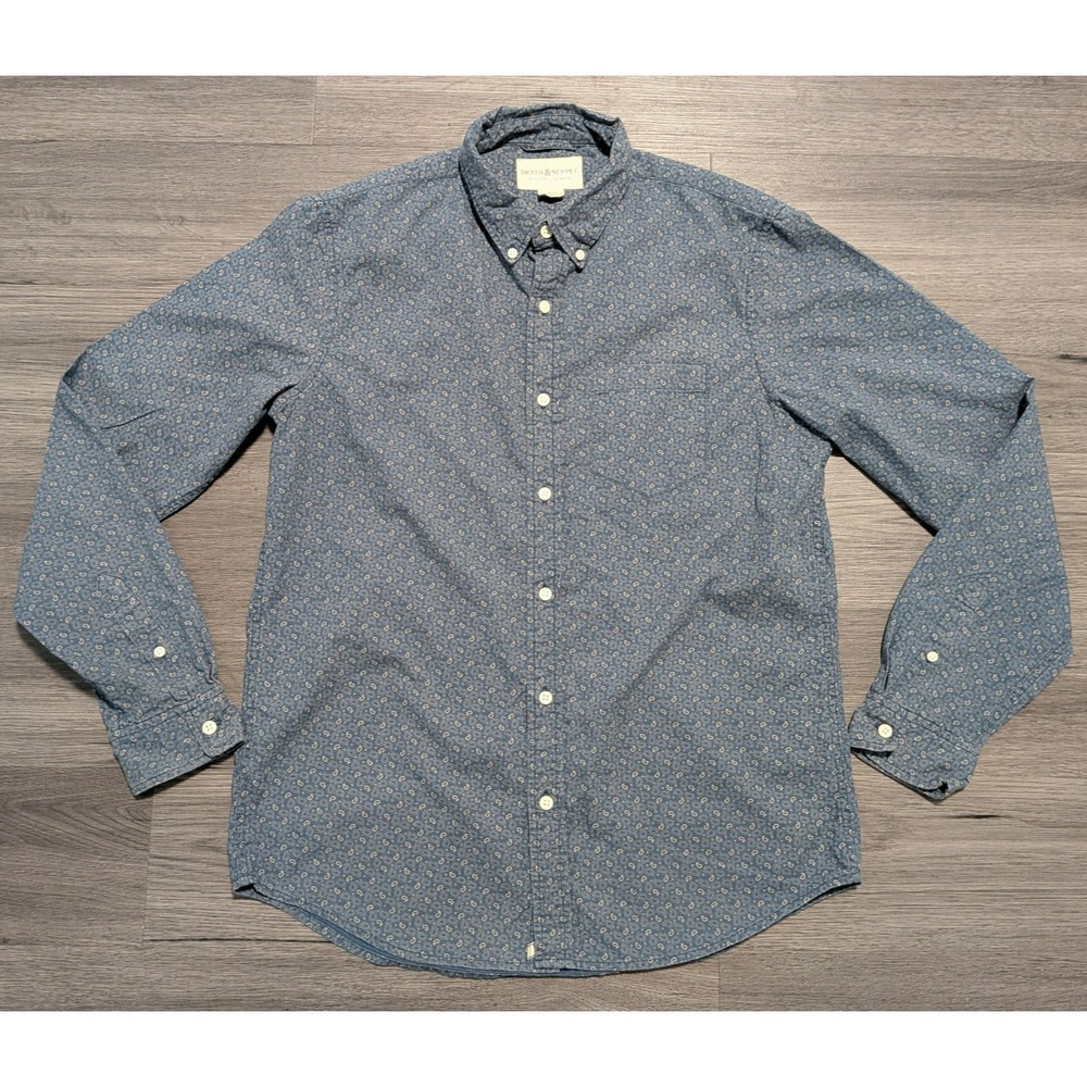 Denim & Supply Ralph Lauren Men's Blue Paisley Print Long Sleeve Shirt Size M
